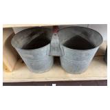 Vintage galvanized metal double farmhouse bucket