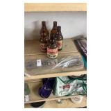 Lot of Vintage Bottles and On Tap Sign