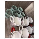 Lot of assorted holiday mugs and glasses