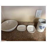 Pfaltzgraff stoneware utensil crock and assorted