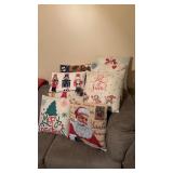 Lot of Christmas Throw Pillows