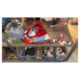 Two Shelves of Christmas Decor