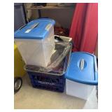 Lot of plastic handles storage containers and