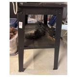 Metal table with swing arm magnifier desk lamp