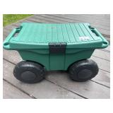 Rolling garden cart with seat