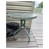 Green outdoor patio table