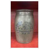 19th C. Cobalt Stenciled Stoneware Crock Jar ï¿½