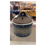 antique Eagle blue and white salt crock