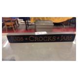 Jugs Crocks and Jars Wooden Shelf Sign 12 Inch