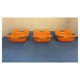 3 Rachel Ray ombre orange casserole  ramekins