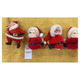4 Vintage Pixie Santa Shelf Sitters