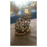 Vintage cast iron cat candle holder