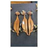 Vintage MCM carved teak and brass Siamese cat