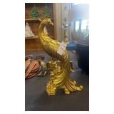 Vintage Syroco MCM gold-gilded peacock figurine