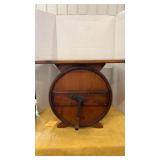 Antique wooden table-top barrel-style hand-crank