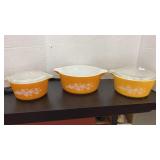 3 Vintage Pyrex Butterfly Gold Cinderella