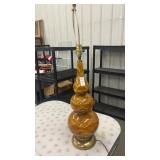 Vintage MCM ceramic triple-gourd table lamp