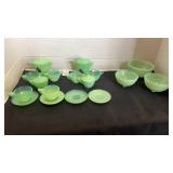 Vintage Jadeite Akro Agate toy tea set, Stacy