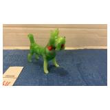 Vintage swirl green blown glass dog figurine