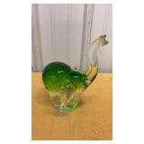 Vintage Emerald Green Art Glass Elephant