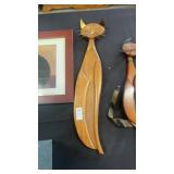 Vintage MCM carved teak wood and brass Siamese