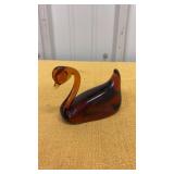 Vtg Pilgrim Hand Blown Amber Art Glass Swan