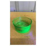Vintage Green Uranium Glass Ashtray Starburst