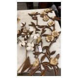 Syroco floral wall decor with cotton plant decor.