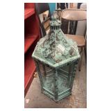 Large Distressed Teal Metal Floor Lantern with