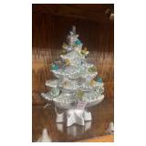 Vintage silver-glazed ceramic lighted Christmas