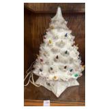 Ceramic Christmas Tree Music Box flocked gold15