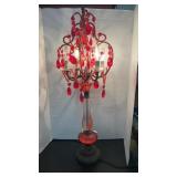 Vintage candelabra table lamp featuring a brass