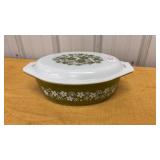 Vintage Pyrex Spring Blossom Green 2.5 Qt Oval