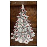 Vintage Ceramic Christmas Tree- flocked white &