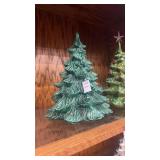 Vintage slip-cast green ceramic Christmas tree