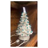 Vintage white ceramic lighted Christmas tree