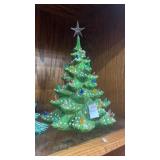 Vintage MCM green ceramic tabletop Christmas tree