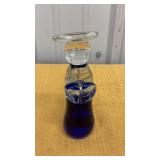 Vintage Hand Blown Cobalt Blue & Clear Art Glass