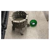 Hand Crafted Plant Holder & Green Glass Bowl