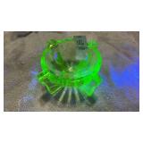 Vintage Uranium Glass Art Deco Ashtray