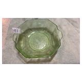 Vintage Uranium Glass Princess Octagonal Bowl
