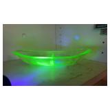 Vintage Uranium Glass Divided Candy/ Relish Dish