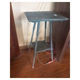 Wooden plant stand in original green paint