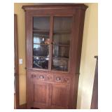 Antique eight pane corner cupboardï¿½ Two piece