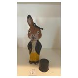 Vintage paper mache bunny figurine, often used as