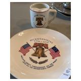 USA Bicentennial collectible plate and mug