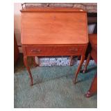 Antique decorated slant front secretary desk