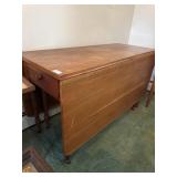 Antique drop leaf table with drawer 20 X 50 in