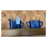 Cobalt Blue Creamer and Sugar Cups