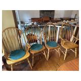Lot of 4 wooden armed chairs